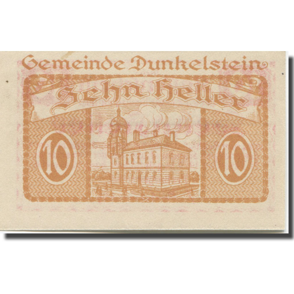 Banknote, Austria, Dunkelstein, 10 Heller, Batiment, 1920, 1920-12-31
