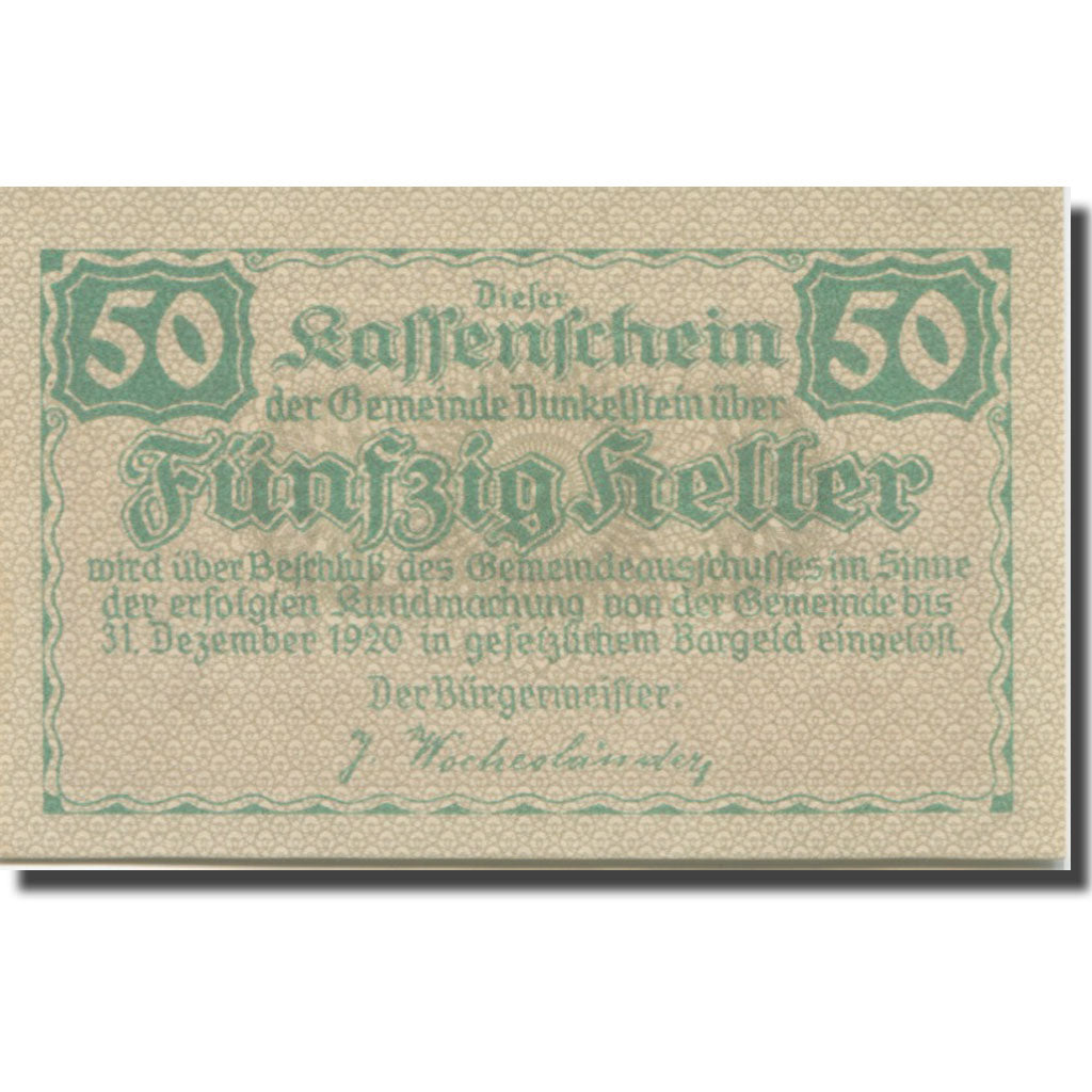 Banknote, Austria, Dunkelstein, 50 Heller, batiment 2, 1920, 1920-12-31