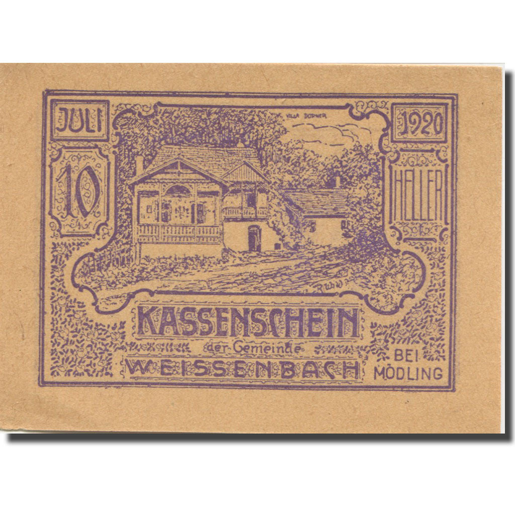 Banconote, Austria, Weissenbach bei Mödling N.Ö. Gemeinde, 10 Heller