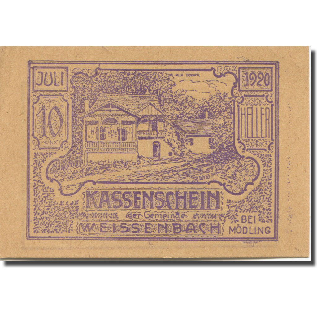 Banknote, Austria, Weissenbach bei Mödling N.Ö. Gemeinde, 10 Heller