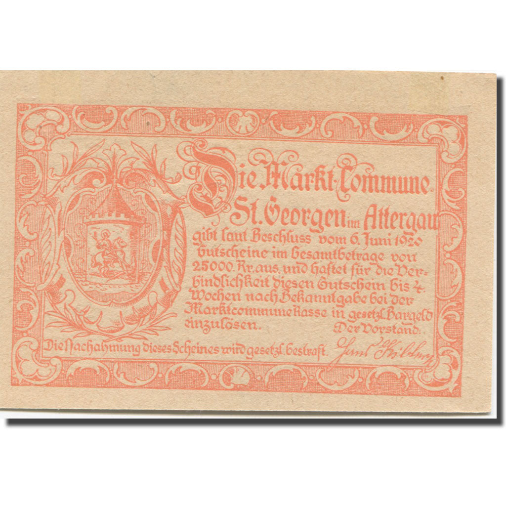 Banknote, Austria, St. Georgen im Attergau O.Ö. Prv.Markt-Commune, 10 Heller
