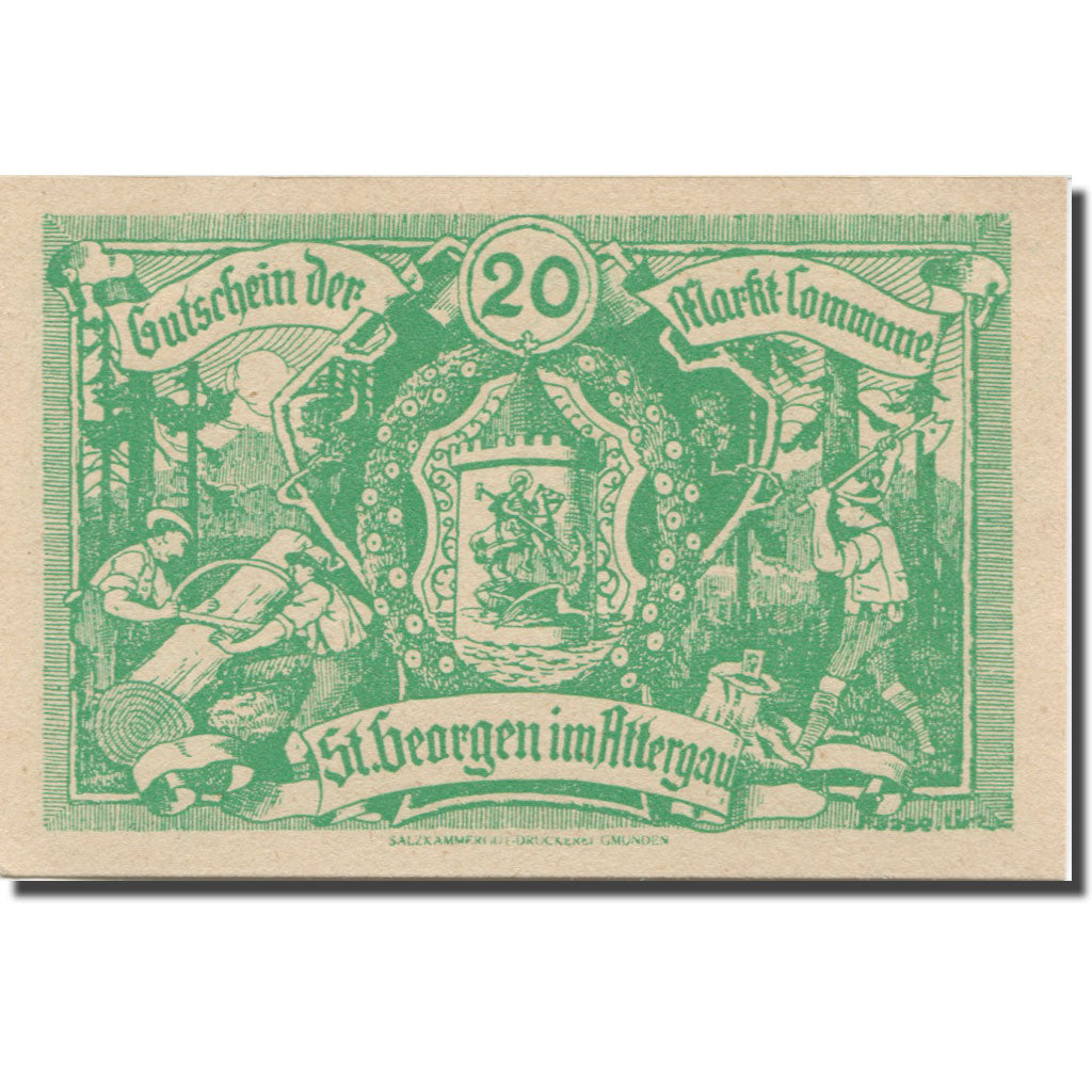 Banknote, Austria, St. Georgen im Attergau O.Ö. Prv.Markt-Commune, 20 Heller