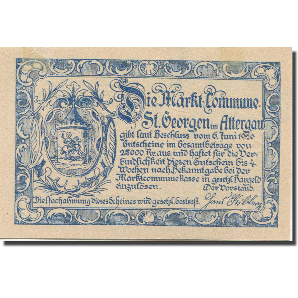 Banknote, Austria, St. Georgen im Attergau O.Ö. Prv.Markt-Commune, 50 Heller