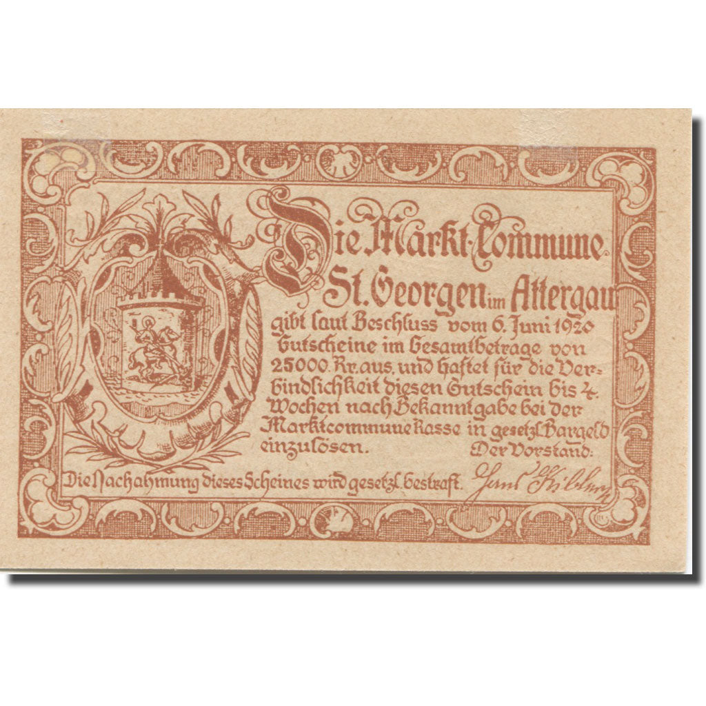 Banknote, Austria, St. Georgen im Attergau O.Ö. Prv.Markt-Commune, 50 Heller