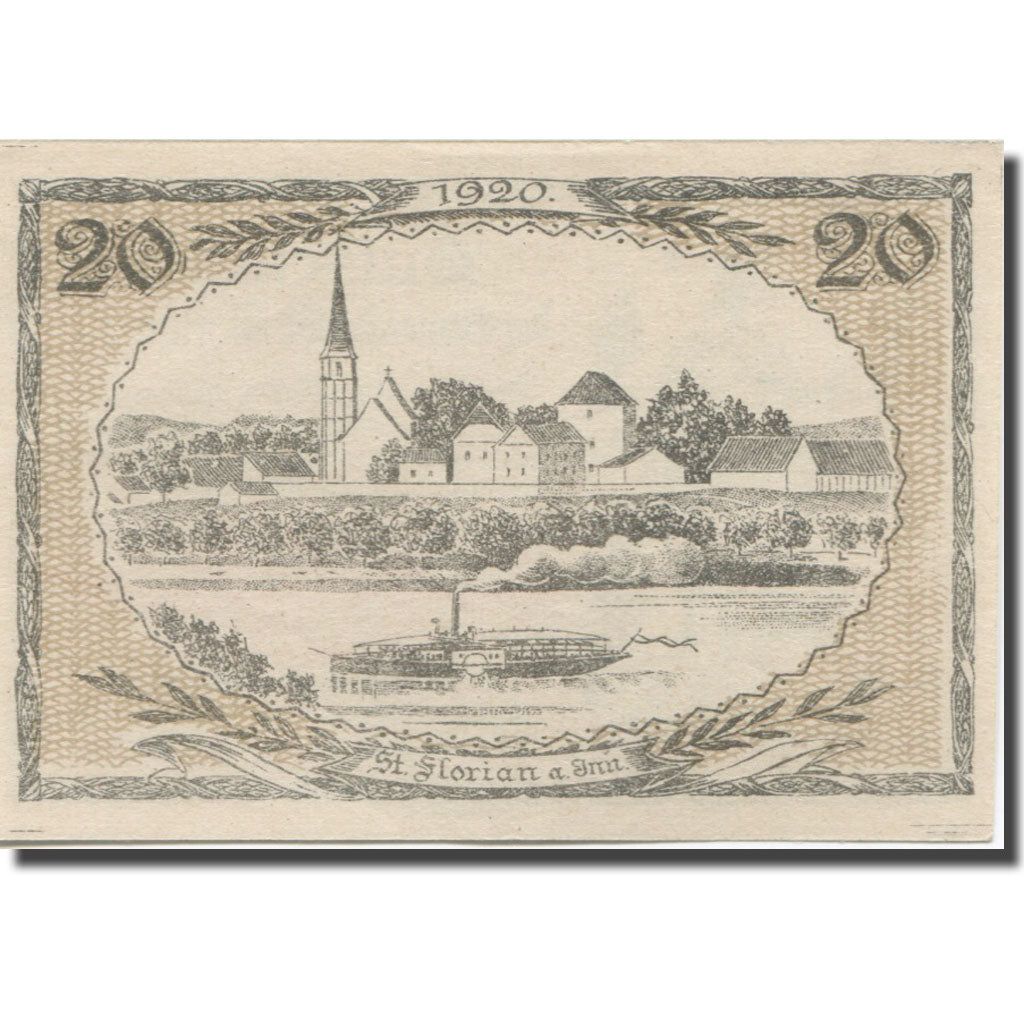 Banconote, Austria, St. Florian am Inn O.Ö. Gemeinde, 20 Heller, paysage 1