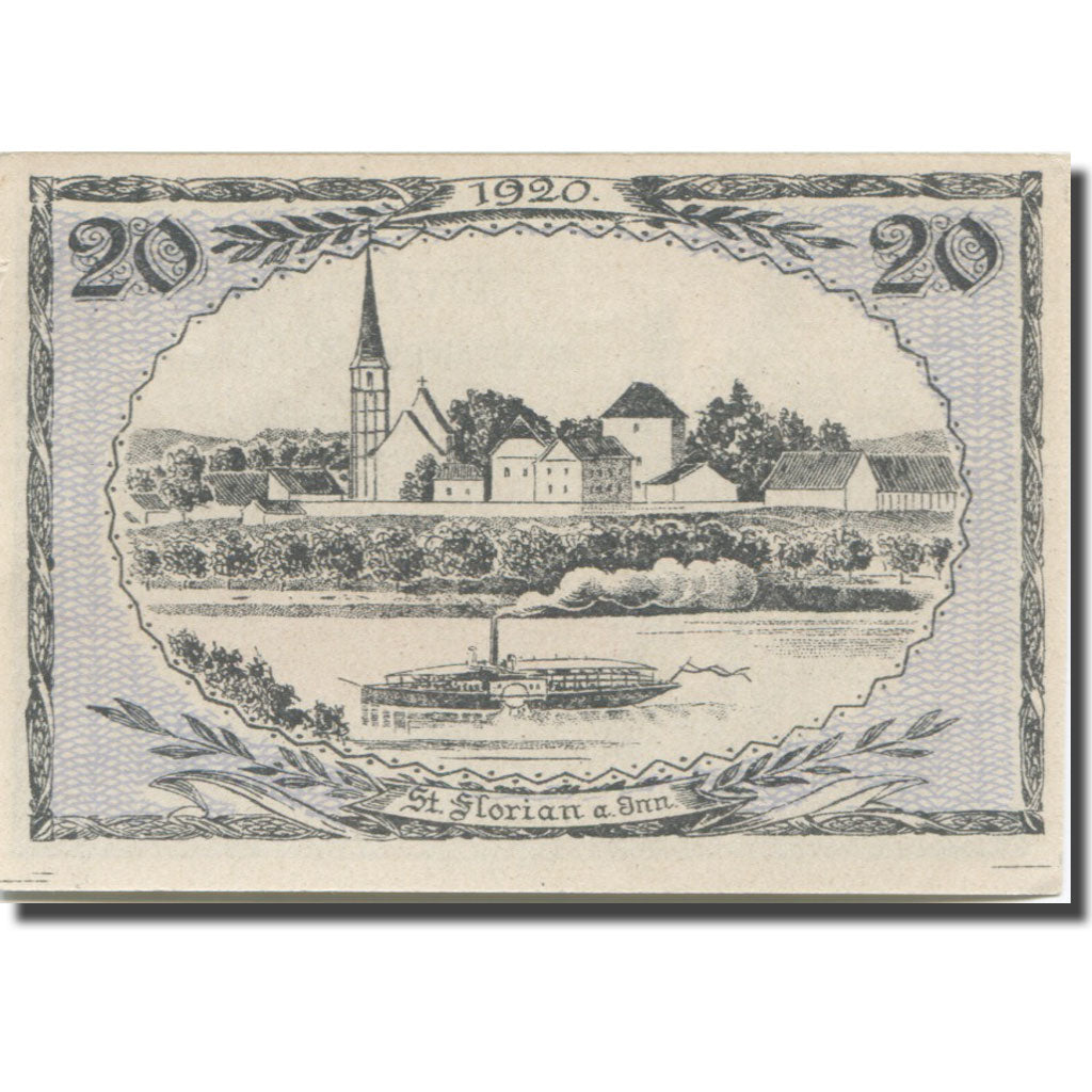 Banconote, Austria, St. Florian am Inn O.Ö. Gemeinde, 20 Heller, paysage 2