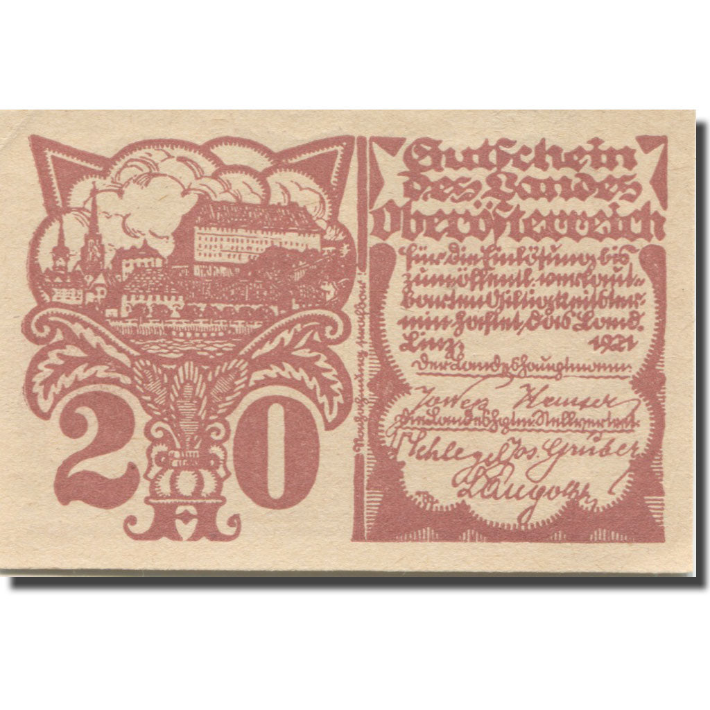 Banknote, Austria, Oberösterreich O.Ö. Land, 20 Heller, village 1, 1921