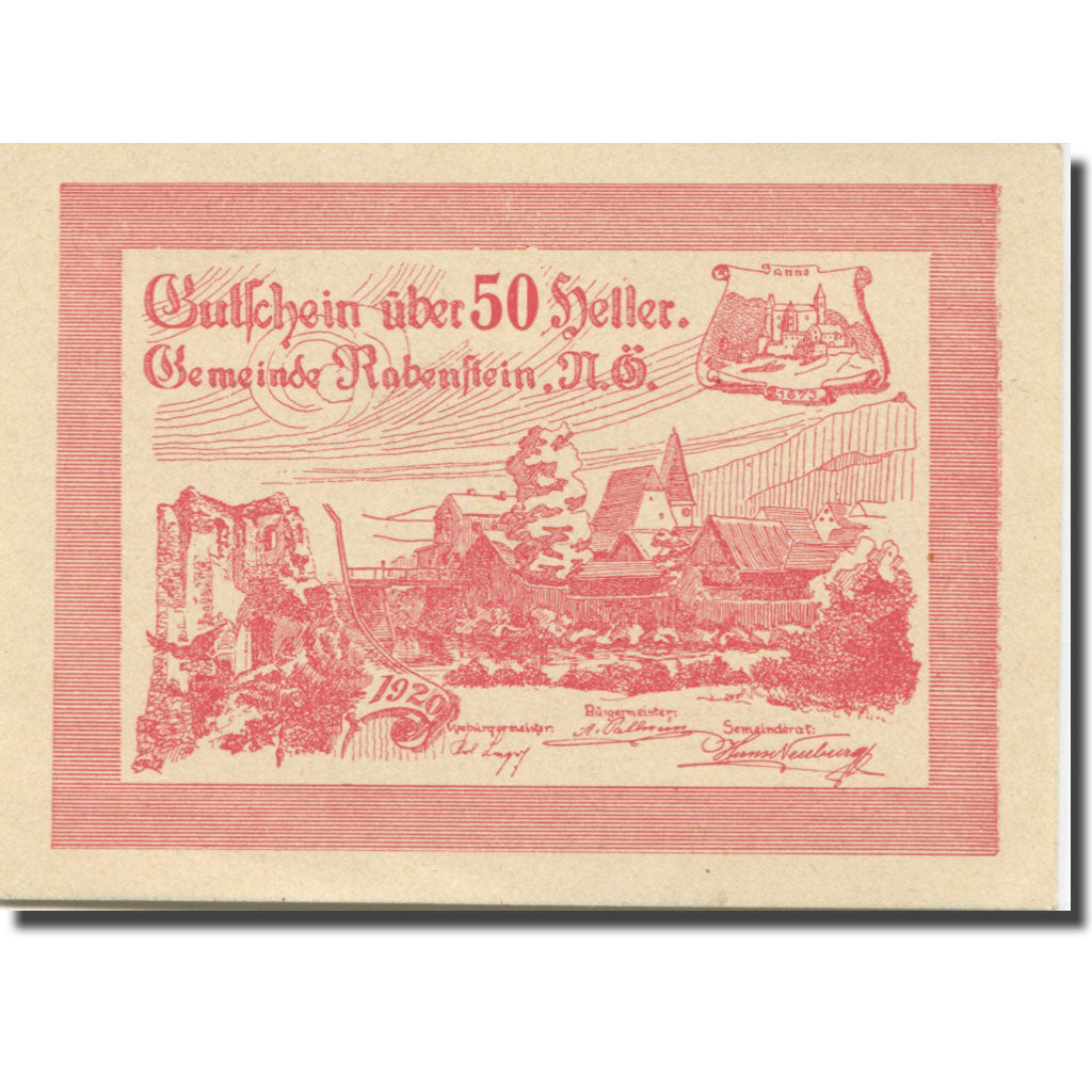 Banknote, Austria, Rabenstein, 50 Heller, Texte 2, 1920, 1920-11-30, AU(55-58)