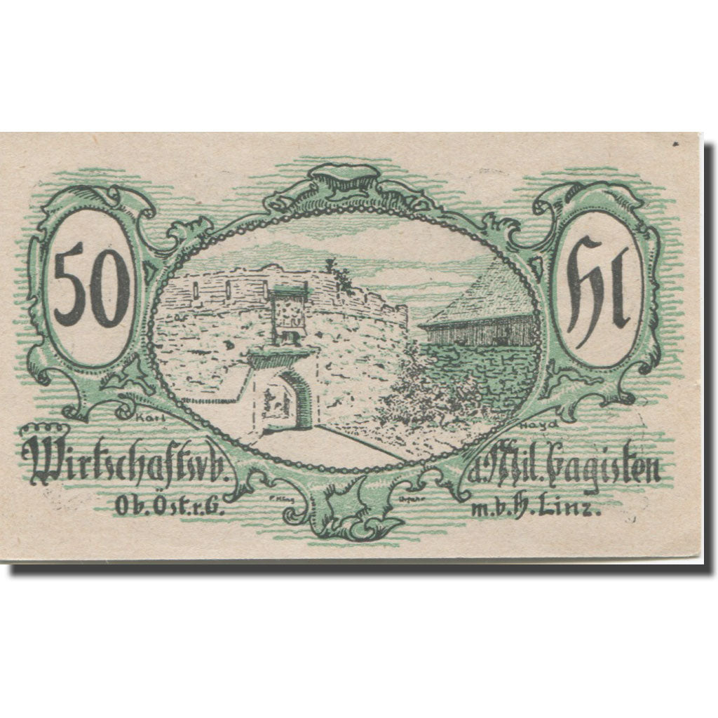 Banknote, Austria, Linz, 50 Heller, Texte 2, 1920, 1920-12-01, AU(55-58)
