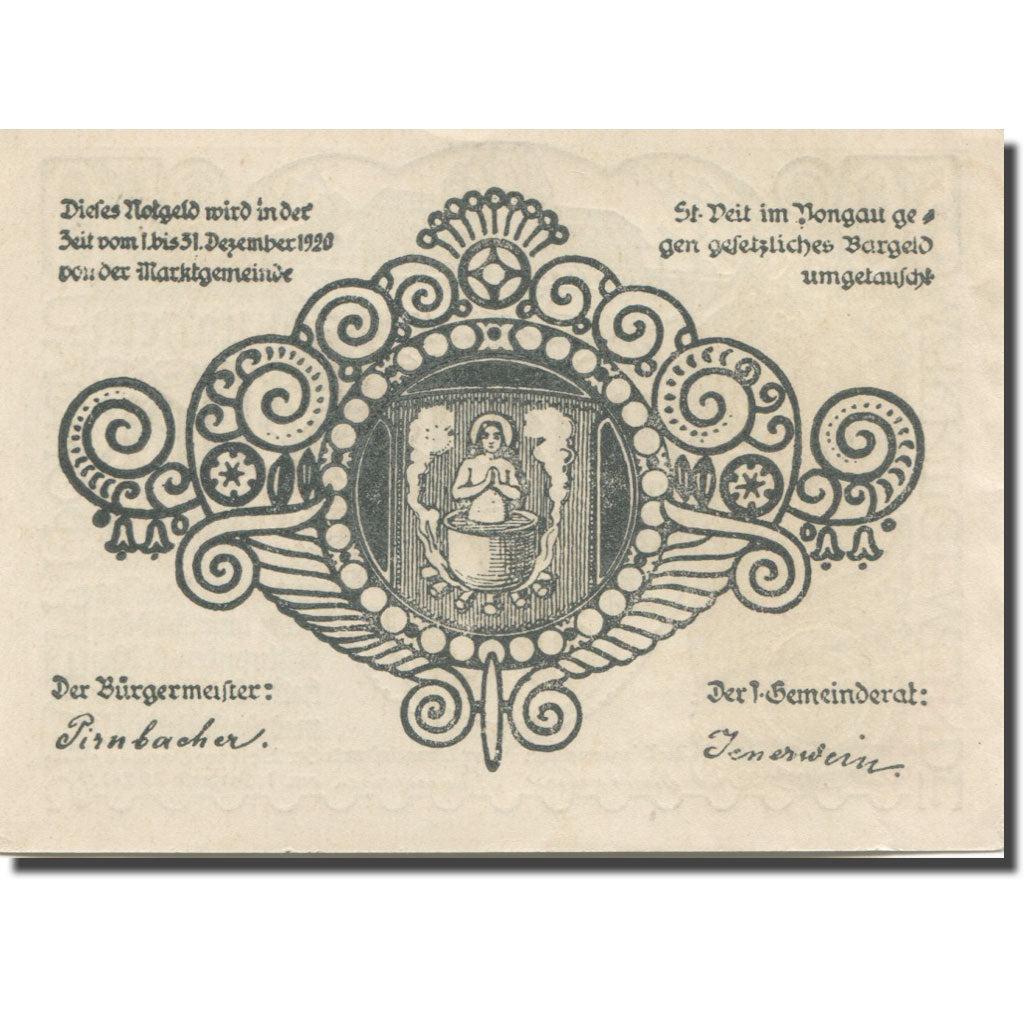 Banknote, Austria, St. Veit im Pongau Sbg. Marktgemeinde, 50 Heller, personnage