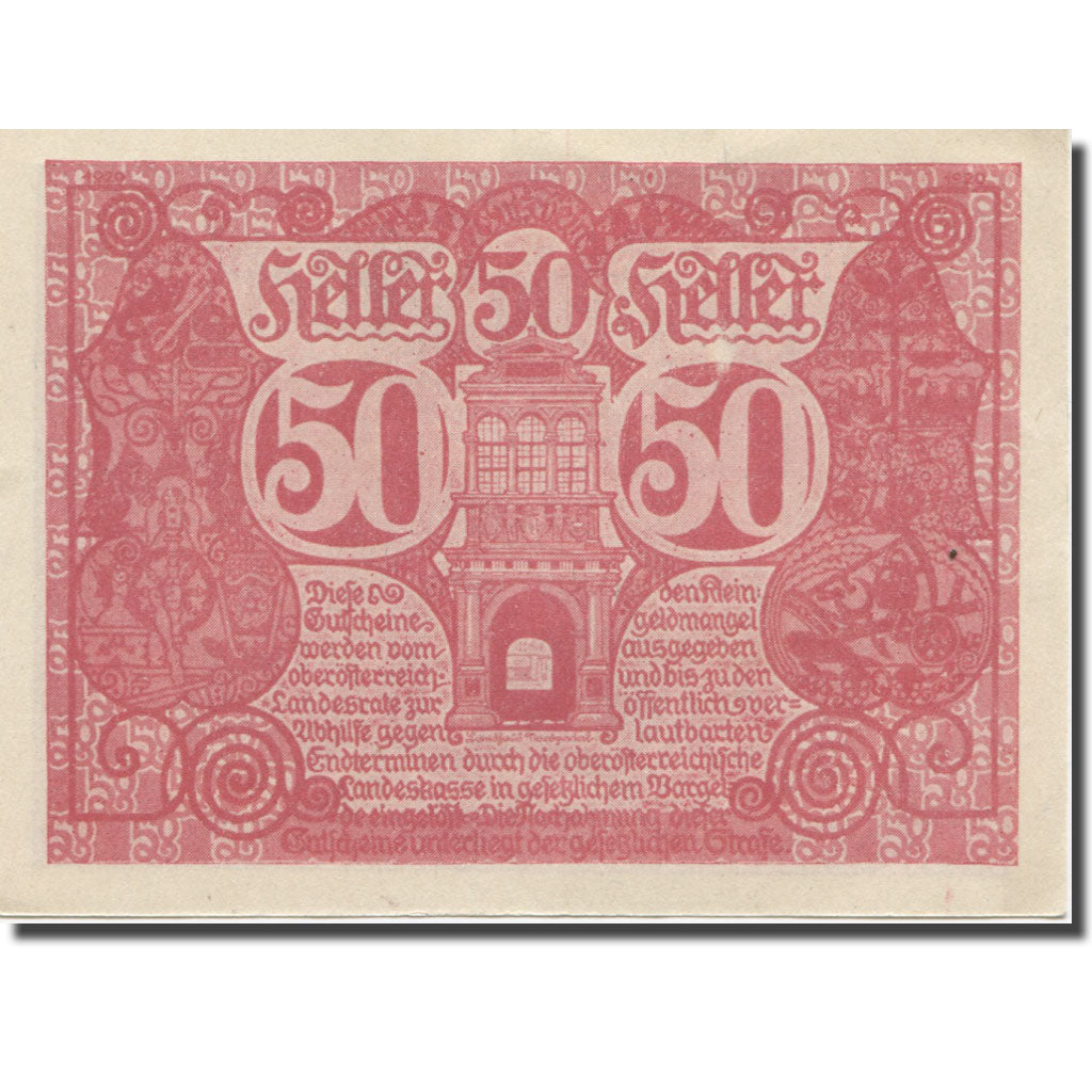 Banconote, Austria, Oberösterreich, 50 Heller, batiment 2, 1920, 1920-03-01