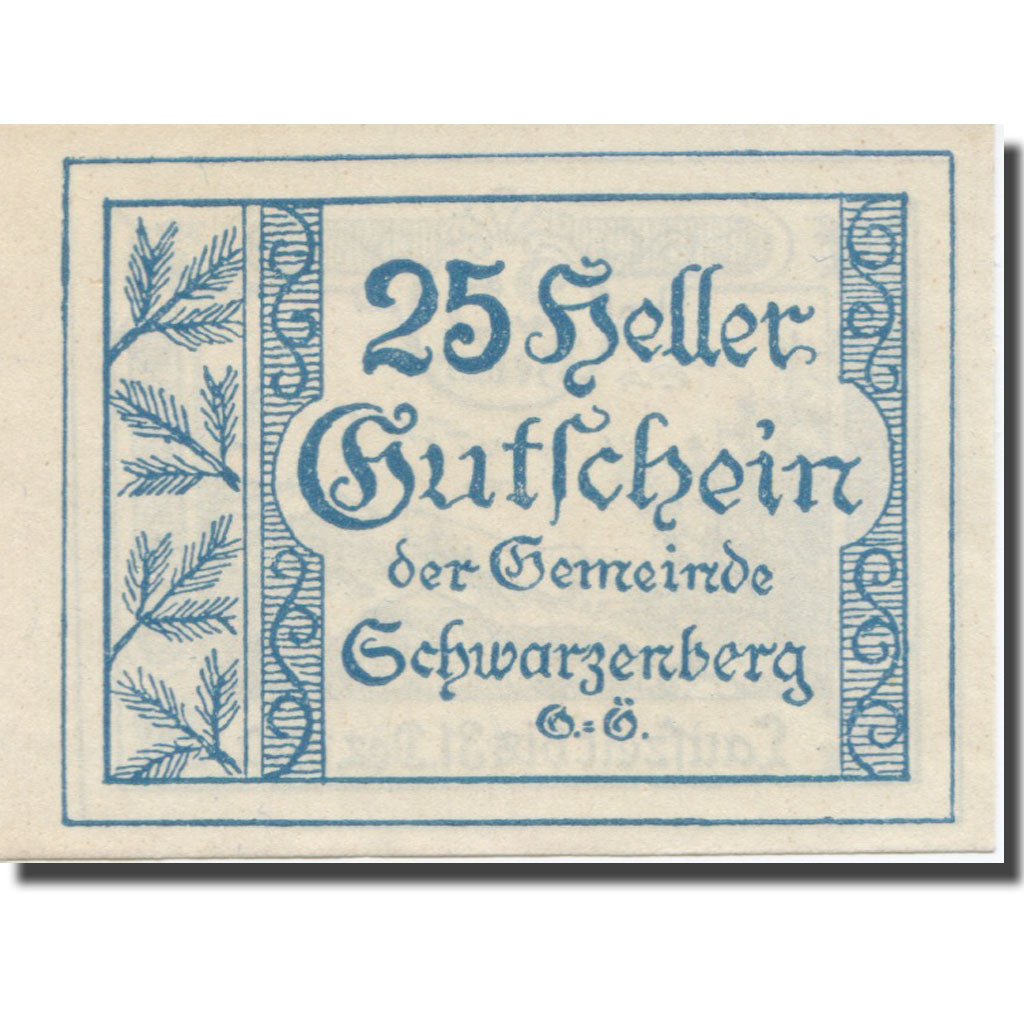 Banconote, Austria, Schwarzenberg, 25 Heller, paysage, 1920, 1920-12-31, SPL-