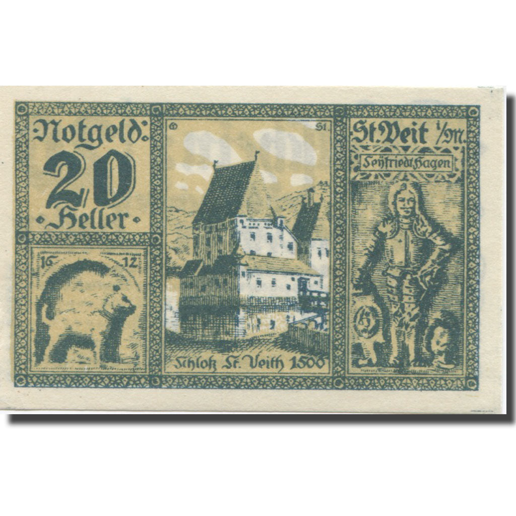 Banconote, Austria, St. Veit im Mühlkreis O.Ö. Gemeinde, 20 Heller, Texte