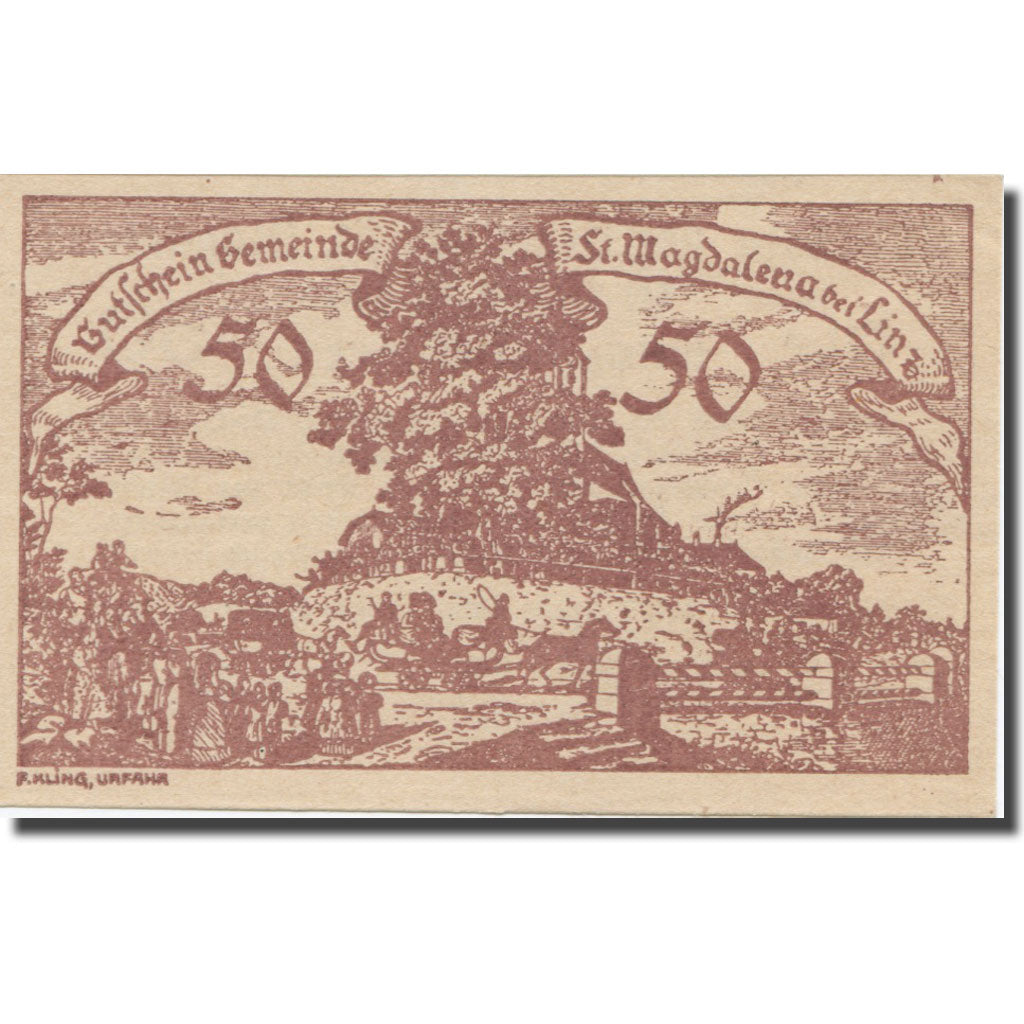 Banknote, Austria, St. Magdalena Bei Linz, O.Ö., Gemeinde, 50 Heller, Texte 2