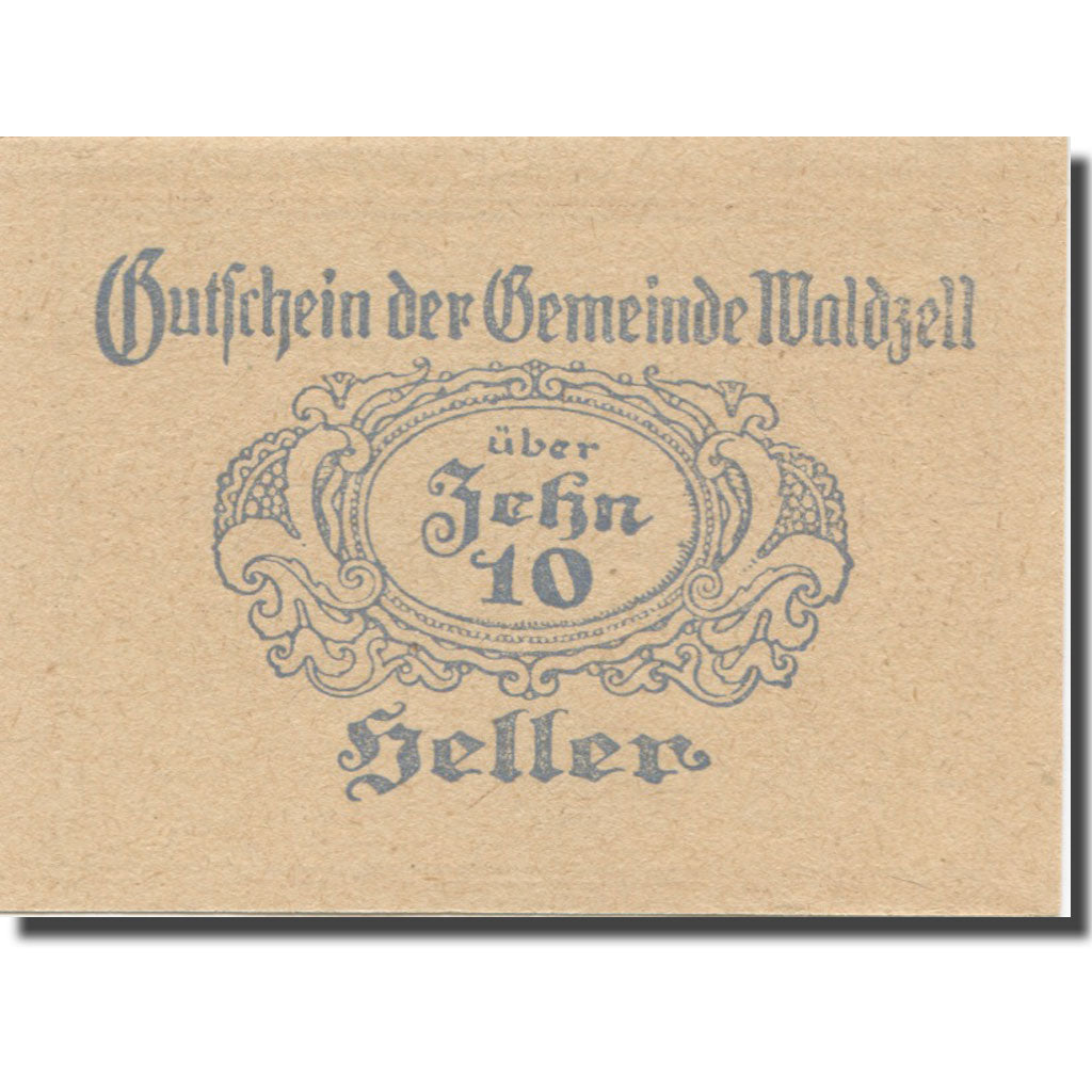 Banknote, Austria, Waldzell O.Ö. Gemeinde, 10 Heller, valeur faciale, 1920