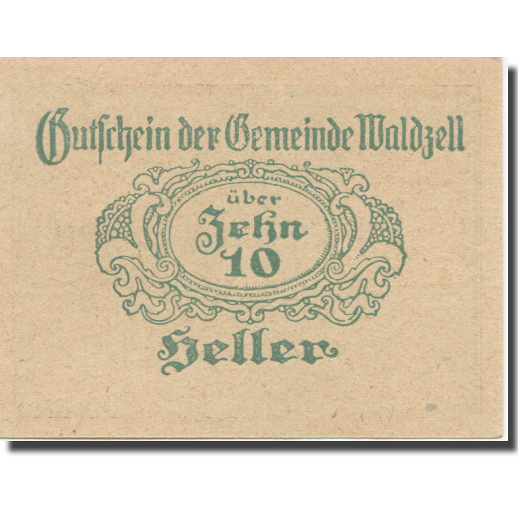 Banconote, Austria, Waldzell O.Ö. Gemeinde, 10 Heller, valeur faciale 1, 1920