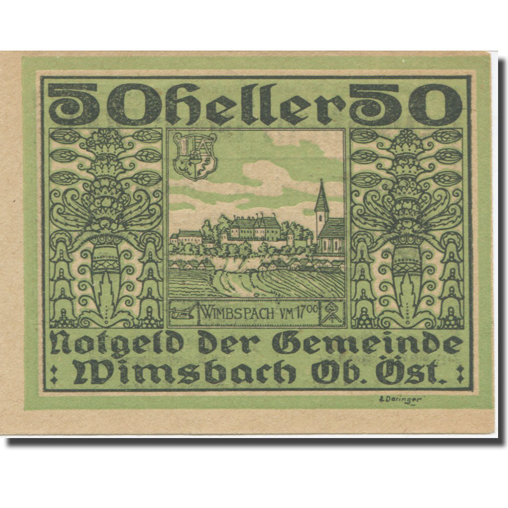 Geldschein, Österreich, Wimsbach, 50 Heller, Texte 2, VZ, Mehl:FS 1240