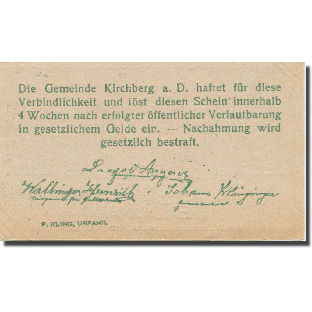 Banknote, Austria, Kirchberg an der Donau O.Ö. Gemeinde, 99 Heller, Texte 2