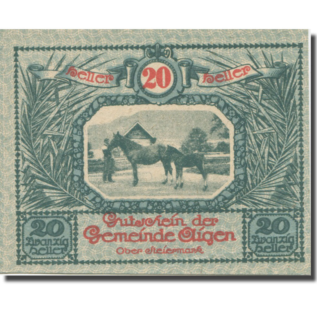 Banknote, Austria, Aigen Stm. Gemeinde, 20 Heller, Texte, 1920, 1920-07-17