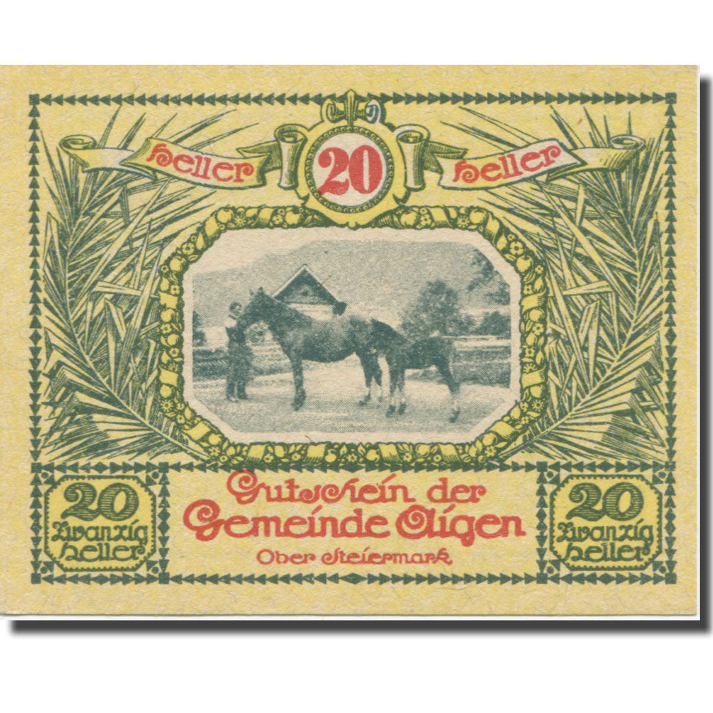 Banconote, Austria, Aigen Stm. Gemeinde, 20 Heller, texte 1, 1920, 1920-07-17