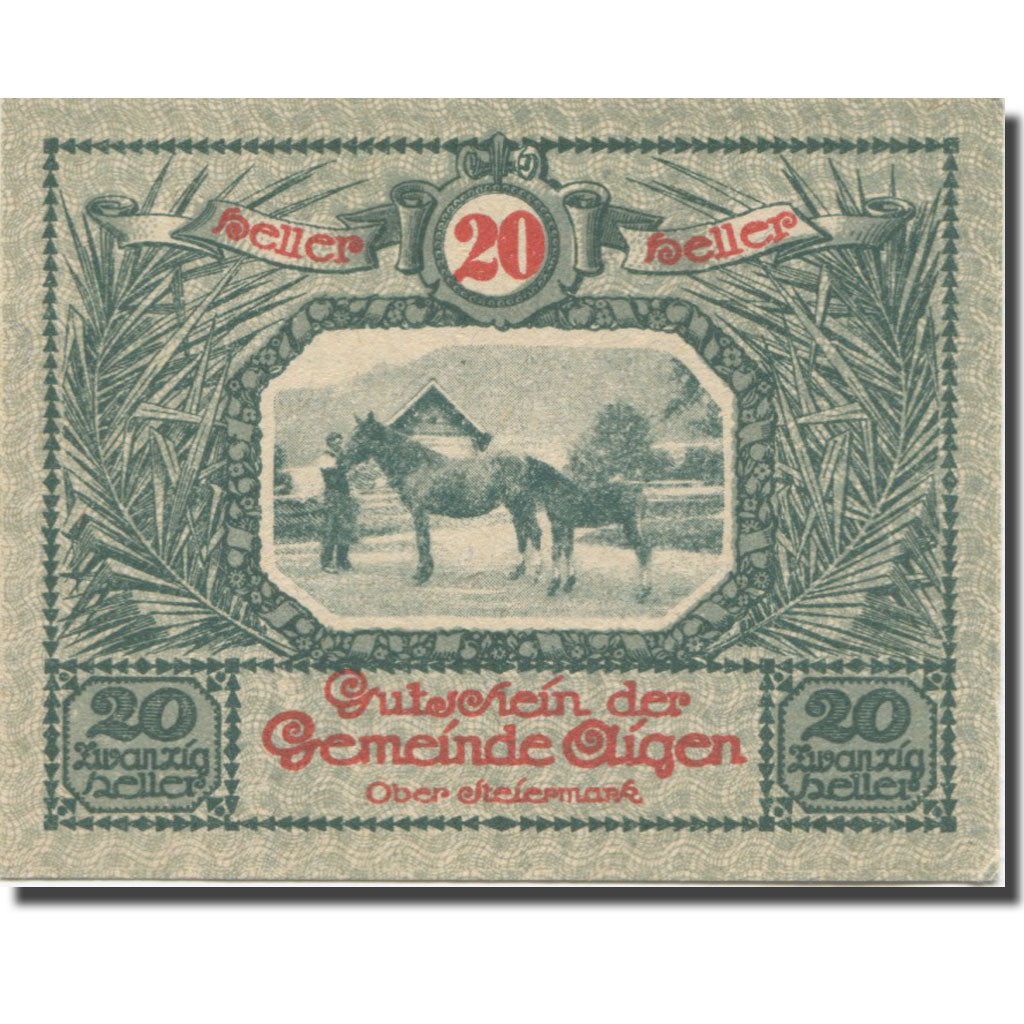 Banconote, Austria, Aigen Stm. Gemeinde, 20 Heller, Texte 2, 1920, 1920-07-17