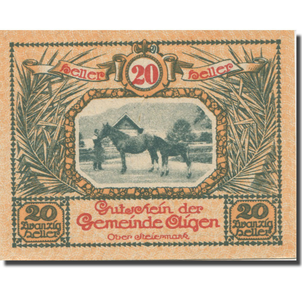Banknote, Austria, Aigen Stm. Gemeinde, 20 Heller, Texte 7, 1920, 1920-07-17