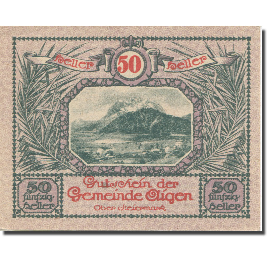 Banconote, Austria, Aigen Stm. Gemeinde, 50 Heller, Texte  5, 1920, 1920-07-17