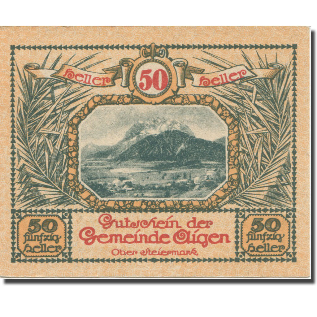 Banconote, Austria, Aigen Stm. Gemeinde, 50 Heller, Texte 6, 1920, 1920-07-17