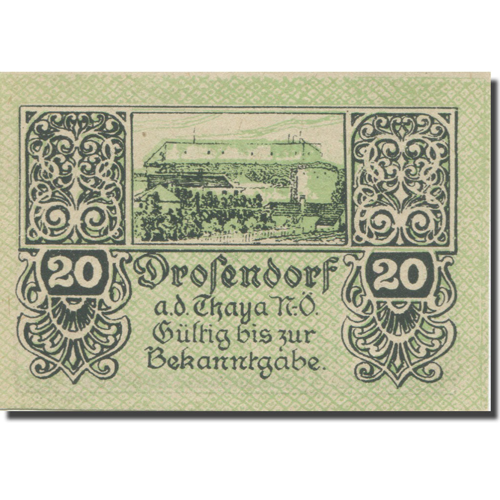 Banknote, Austria, Drosendorf, 20 Heller, village 1, 1920, 1920-04-08