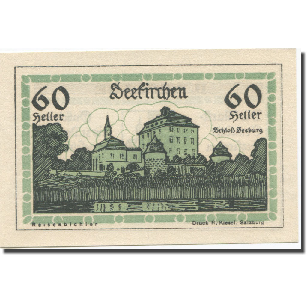 Banknote, Austria, Seekirchen Sbg. Marktgemeinde, 60 Heller, Blason 3, 1920