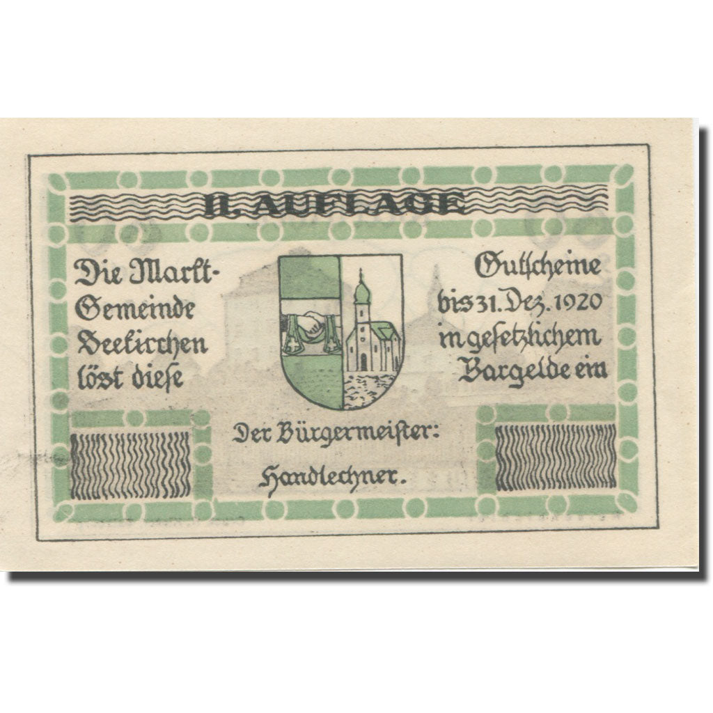 Banknote, Austria, Seekirchen Sbg. Marktgemeinde, 60 Heller, Blason 3, 1920