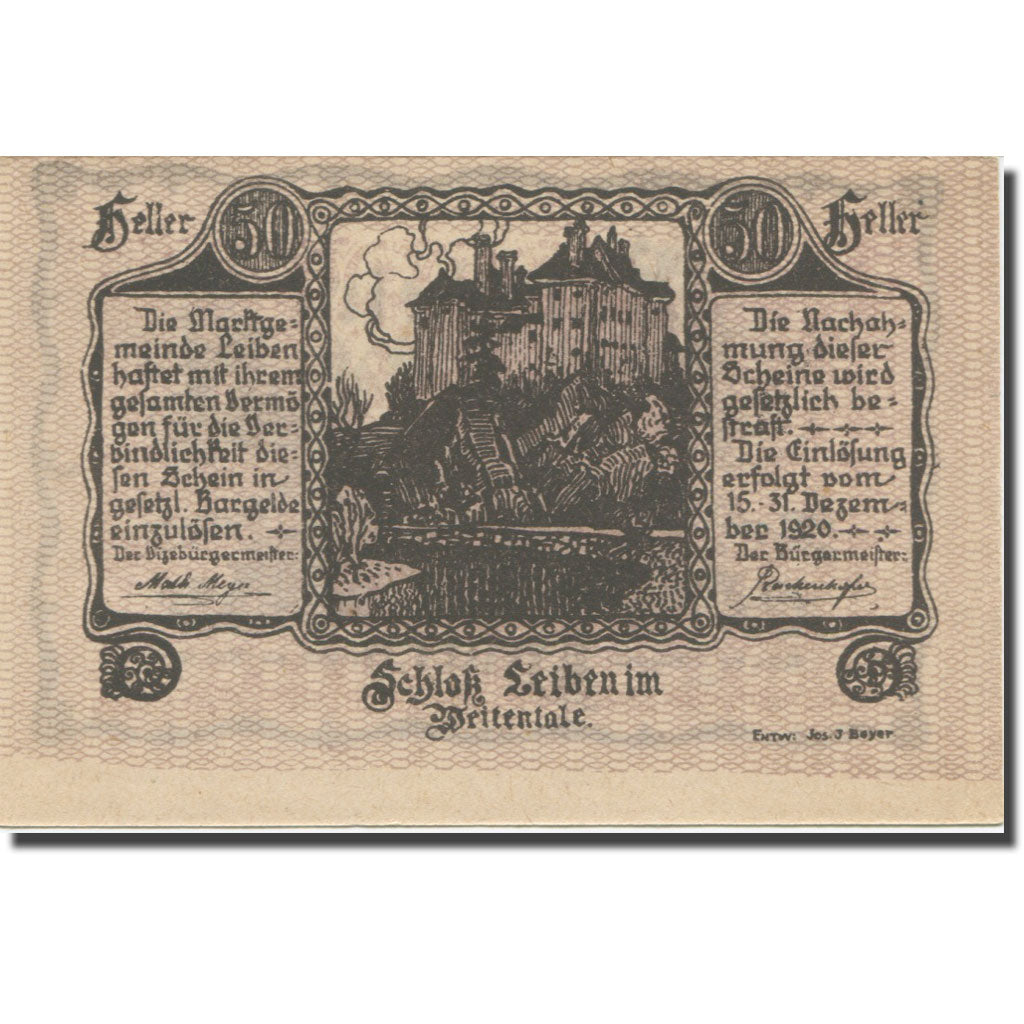 Banknote, Austria, Leiben N.Ö. Marktgemeinde, 50 Heller, valeur faciale 2