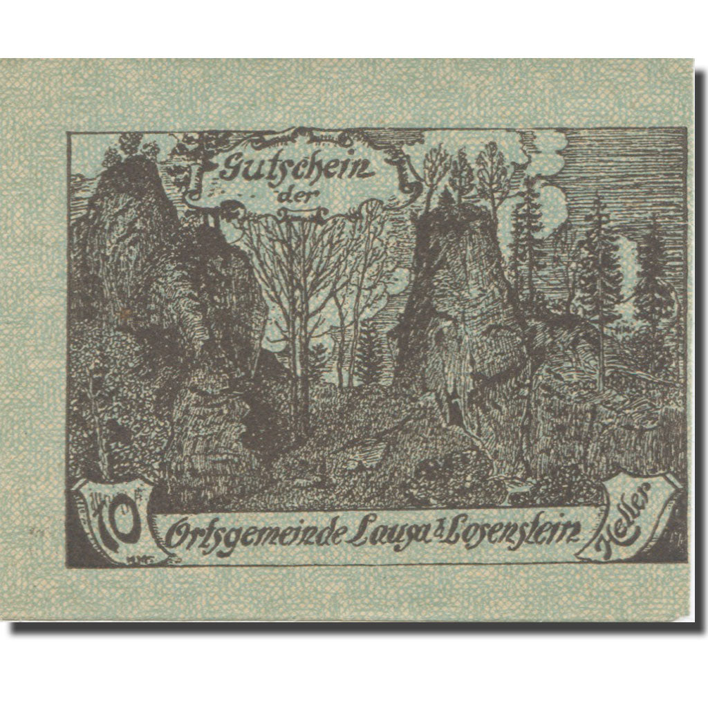 Banknote, Austria, Lausa bei Losenstein O.Ö. Ortsgemeinde, 10 Heller, Texte