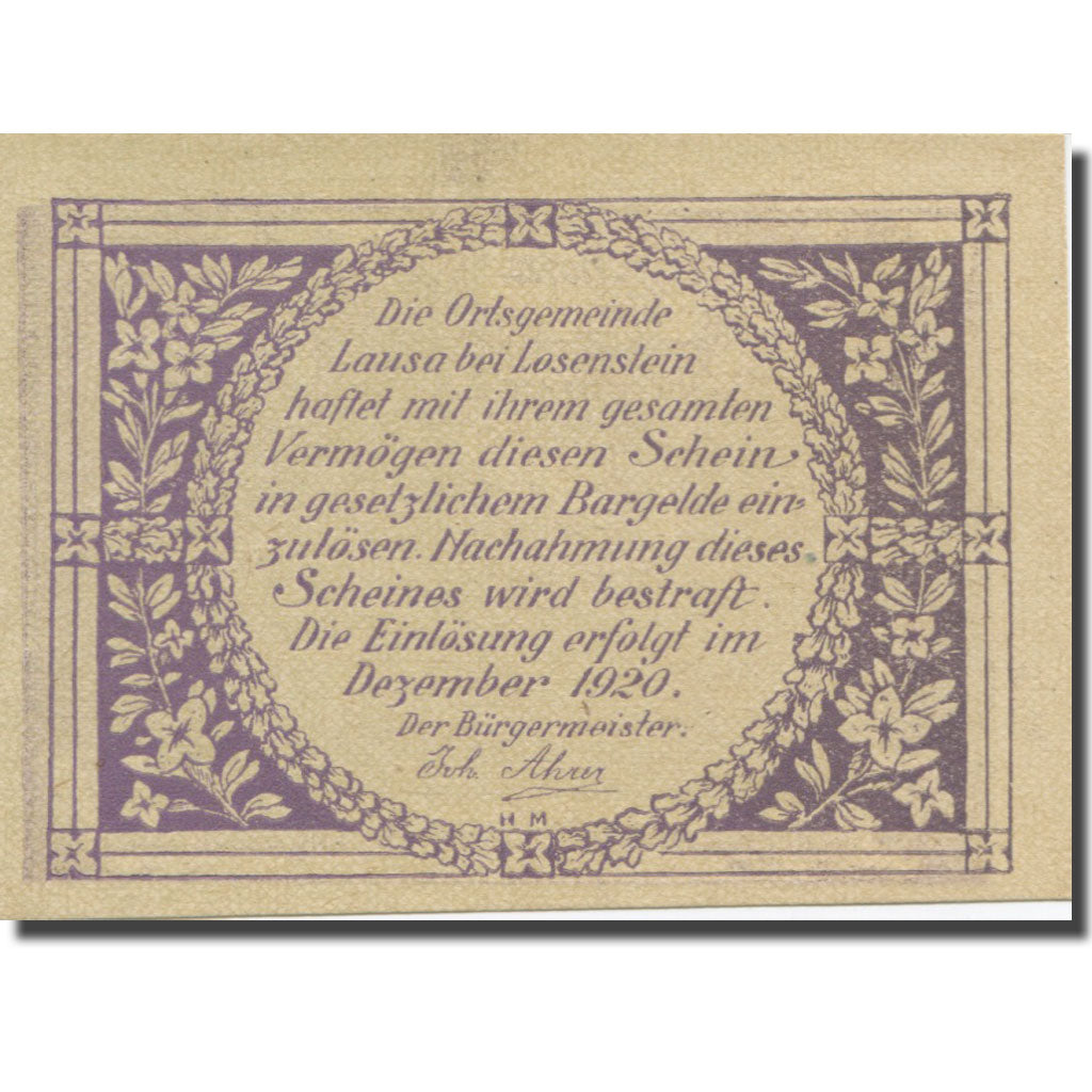 Banknote, Austria, Lausa bei Losenstein O.Ö. Ortsgemeinde, 10 Heller, texte 1