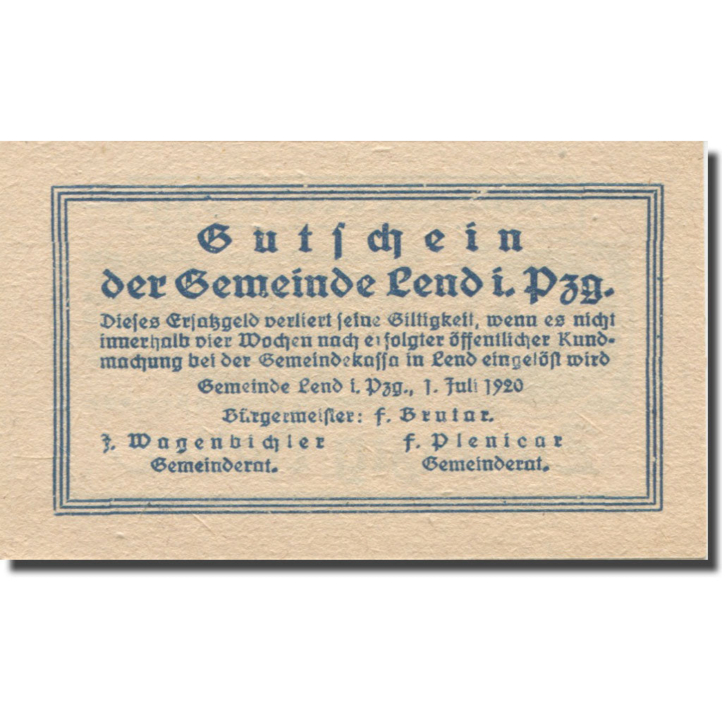 Banknote, Austria, Lend Sbg. Gemeinde, 20 Heller, texte 1, 1920, 1920-07-01
