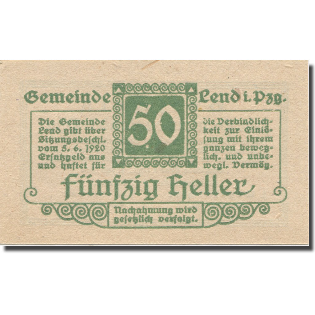 Banknote, Austria, Lend Sbg. Gemeinde, 50 Heller, Texte 2, 1920, 1920-07-01