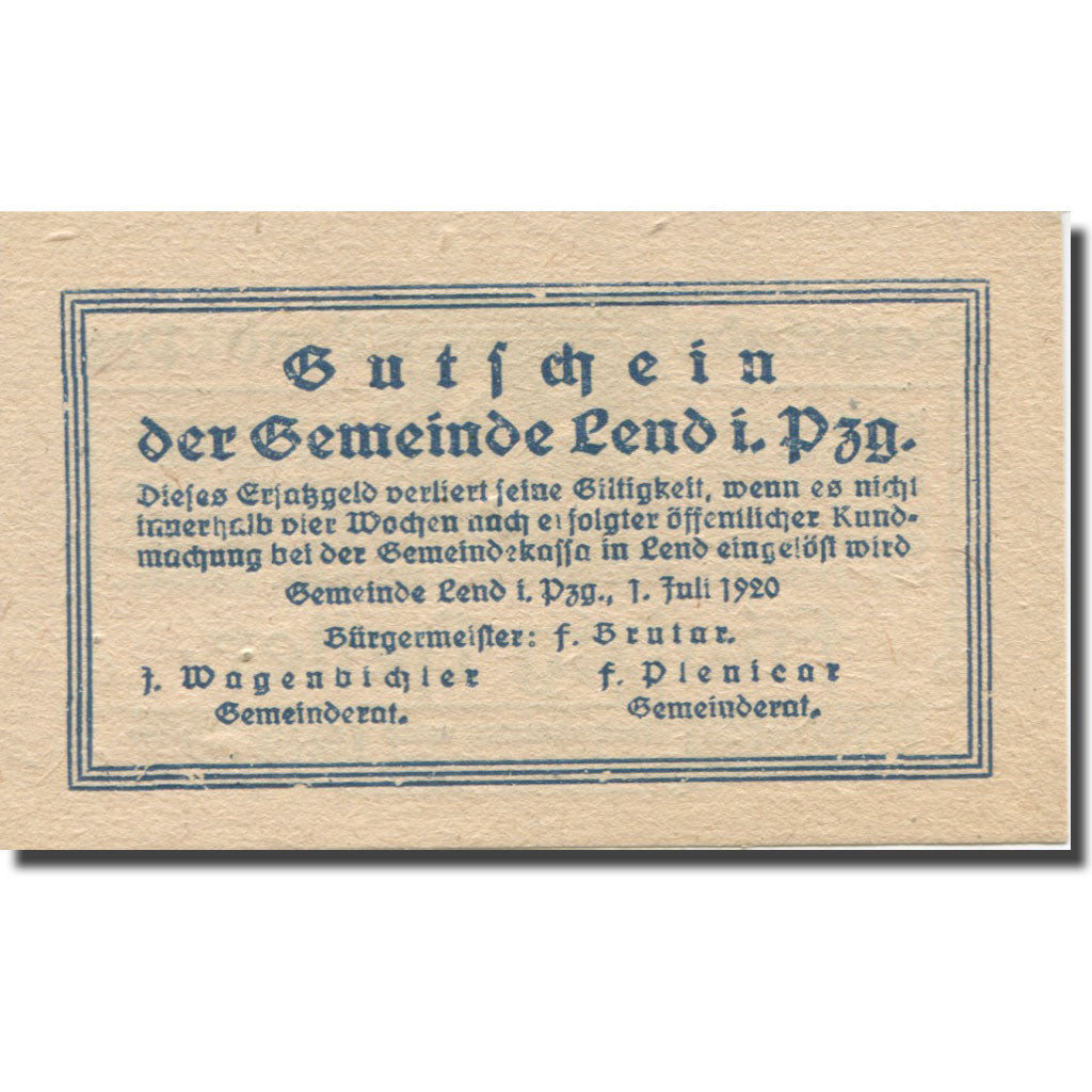 Banknote, Austria, Lend Sbg. Gemeinde, 50 Heller, Texte 2, 1920, 1920-07-01