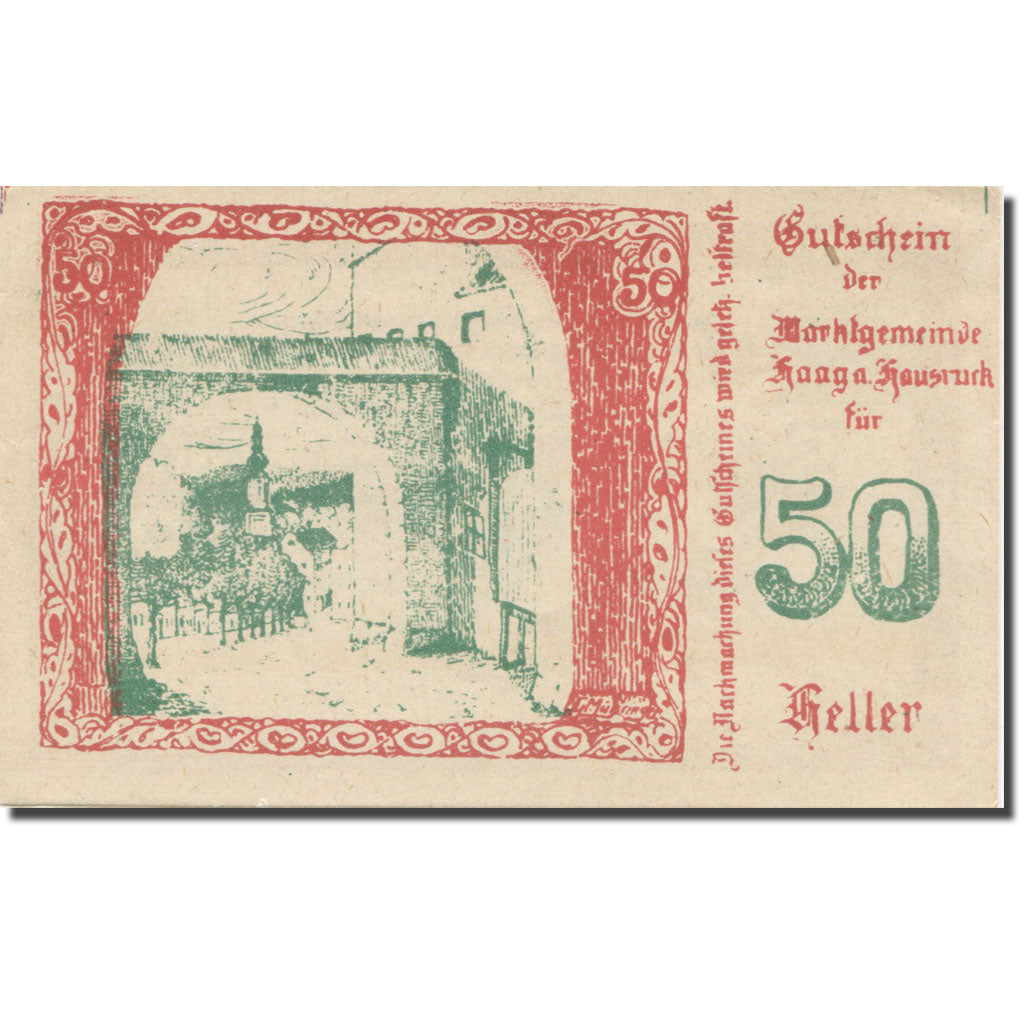 Banknote, Austria, Haag Am Hausruck O.Ö. Marktgemeinde, 50 Heller, Blason 2