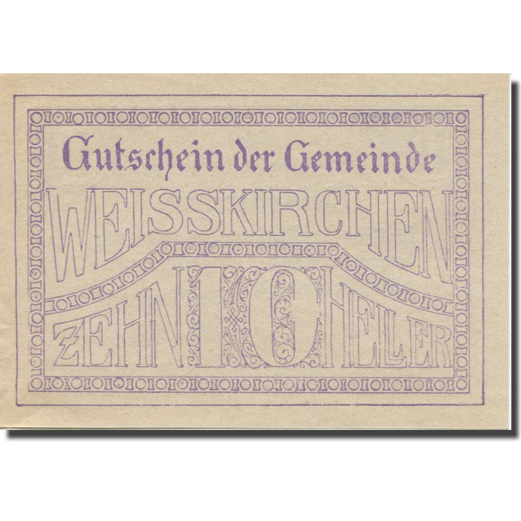 Banknote, Austria, Weisskirchen O.Ö. Gemeinde, 10 Heller, Texte, 1920