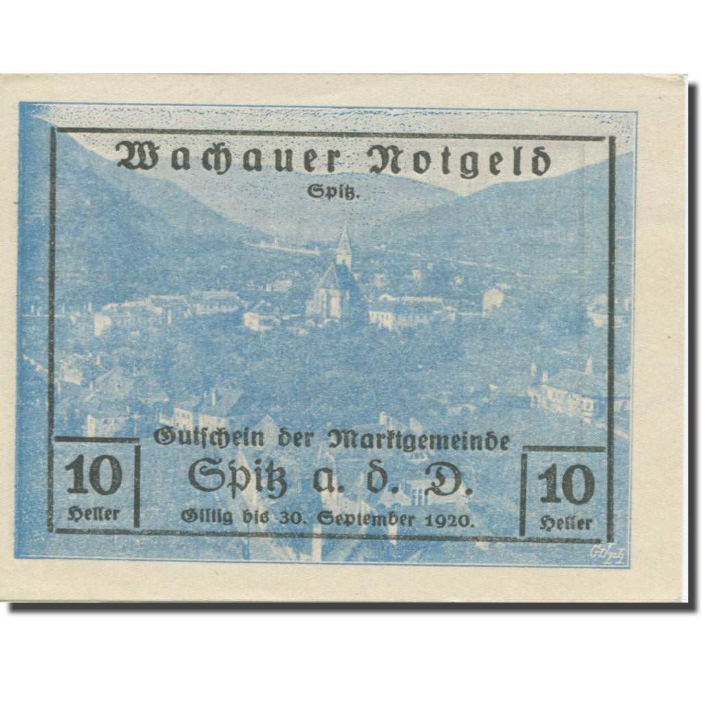 Nota, Áustria, Wachauer Notgeld - Spitz - Kirche N.Ö. Gemeinde, 10 Heller