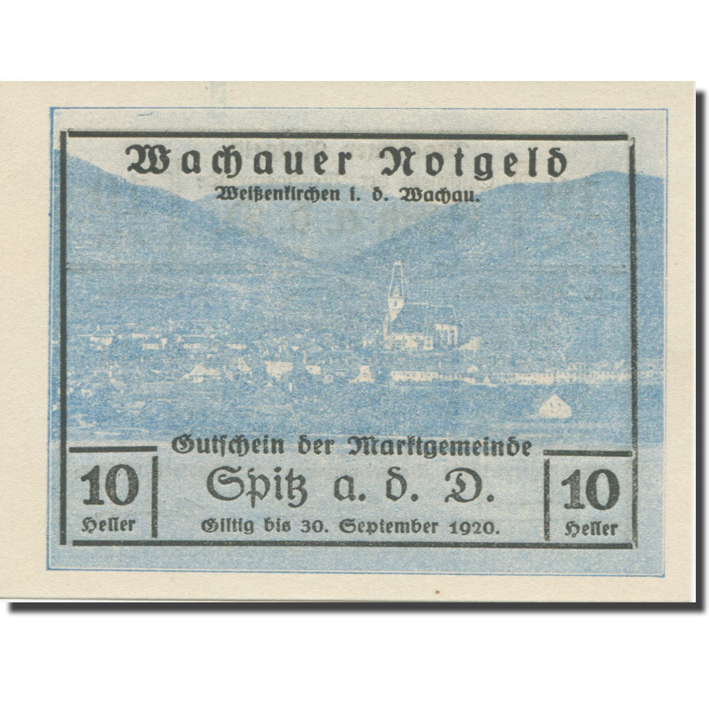 Biljet, Oostenrijk, Wachauer Notgeld - Spitz - Kirche N.Ö. Gemeinde, 10 Heller