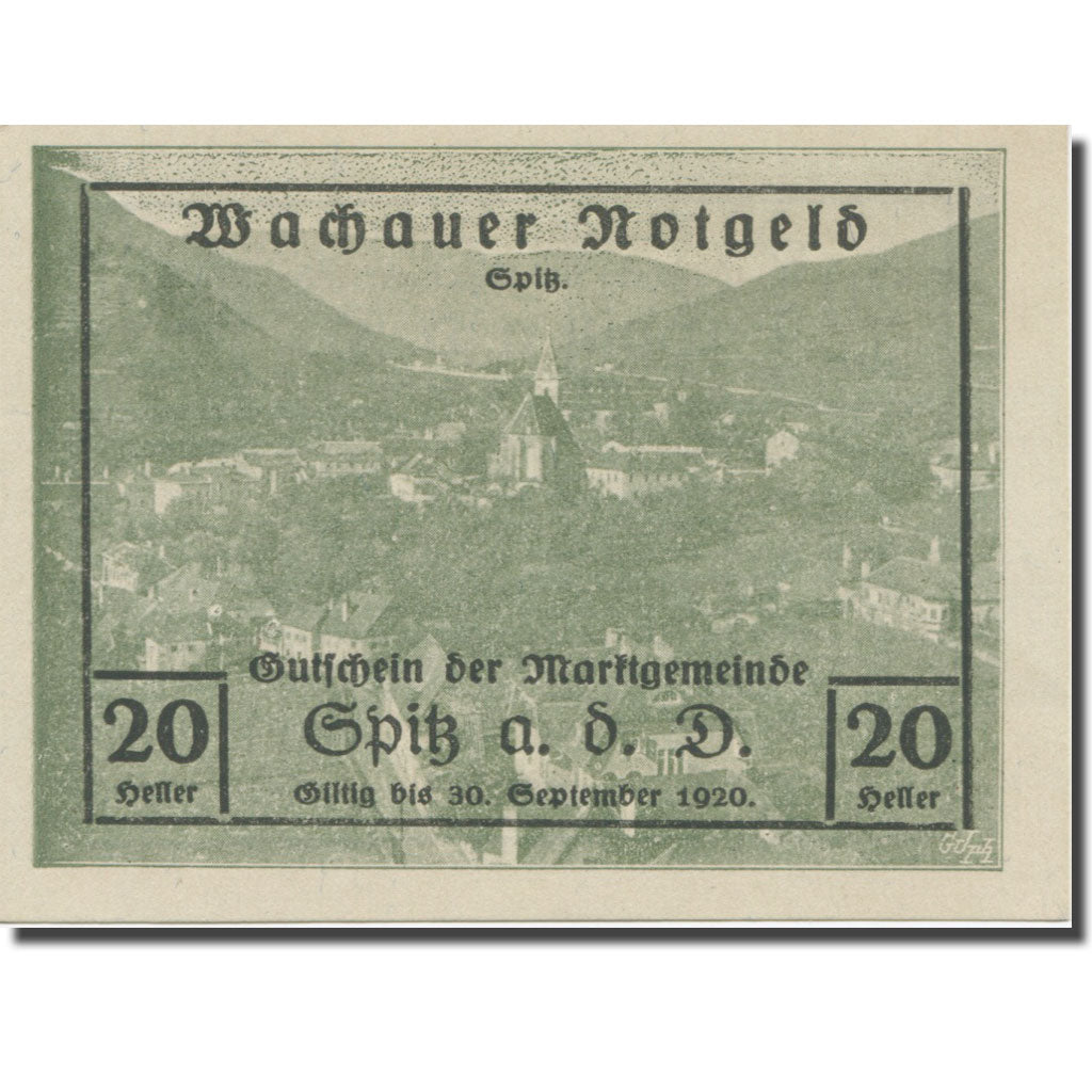 Biljet, Oostenrijk, Wachauer Notgeld - Spitz - Kirche N.Ö. Gemeinde, 20 Heller
