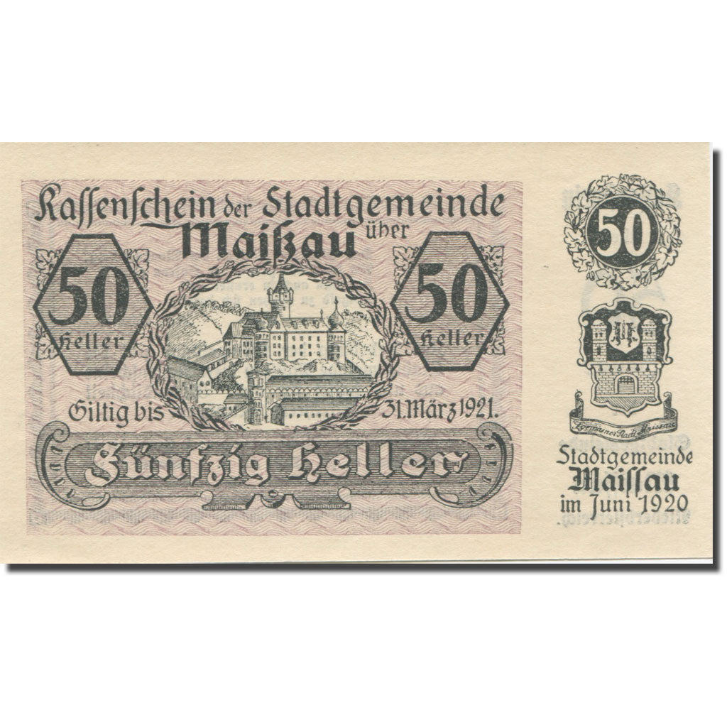 Banknote, Austria, Maissau N.Ö. Stadtgemeinde, 50 Heller, Texte 4, 1921