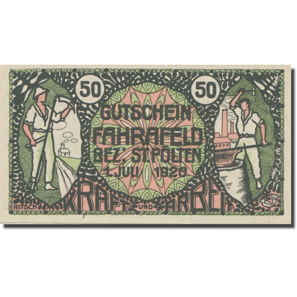 Banknote, Austria, Fahrafeld, 50 Heller, Texte 2, 1920, 1920-07-01, AU(55-58)