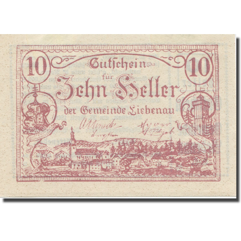 Banknote, Austria, Liebenau, 10 Heller, texte 1, 1921, 1921-05-01, AU(55-58)