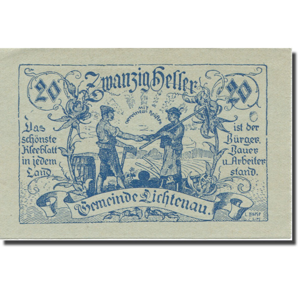 Banknote, Austria, Lichtenau, 20 Heller, texte 1, 1920, 1920-04-01, AU(55-58)