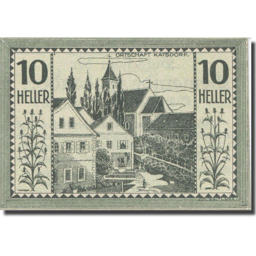 Banknote, Austria, Bodendorf O.Ö. Gemeinde, 10 Heller, Texte, 1921, 1921-01-31
