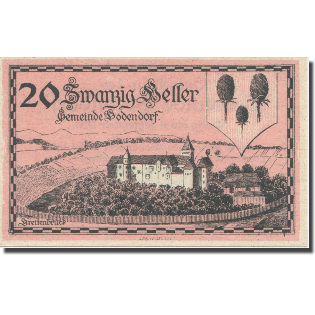 Banknote, Austria, Bodendorf O.Ö. Gemeinde, 20 Heller, Texte 3, 1921