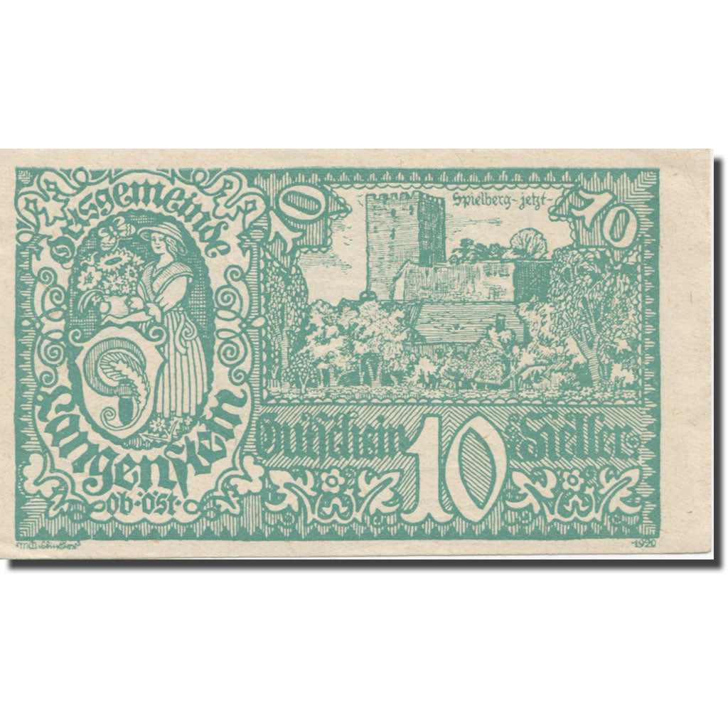 Banknote, Austria, Langenstein, 10 Heller, Texte, 1920, 1920-05-20, AU(55-58)