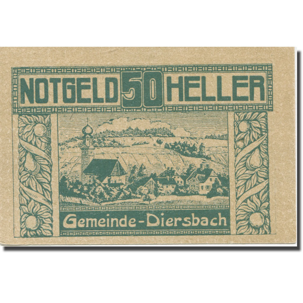 Banknote, Austria, Diersbach Im Innviertel O.Ö. Gemeinde, 50 Heller, Texte 2